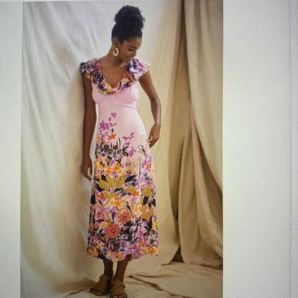 chinese dress ladies Odd Molly Anthropologie Lace Ruffle Maxi Dress  White Chocolate Couture